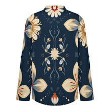 Cargar imagen en el visor de la galería, Stand-up Collar Long-sleeved Shirt Flowers, AI Painting
