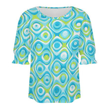 Cargar imagen en el visor de la galería, Sleeveless T-shirt with A Cut-out Design Aqua Blue, Swirling, Abstract
