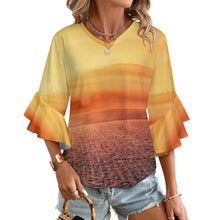 Cargar imagen en el visor de la galería, Blusa V-Neck con Volantes Personalizable | Top Mujer Manga 3/4
