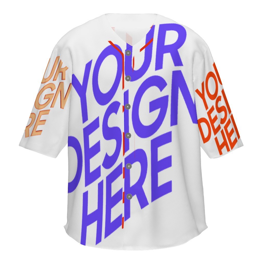 Camiseta de béisbol con cuello en v de manga corta BEJ con botones completos personalizado con patrón foto texto