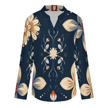 Cargar imagen en el visor de la galería, Stand-up Collar Long-sleeved Shirt Flowers, AI Painting
