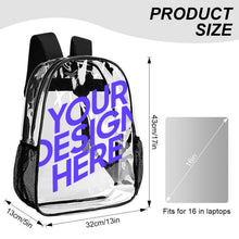 Cargar imagen en el visor de la galería, Mochila Transparente de 43 cm personalizado con patrón foto texto
