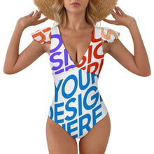 Cargar imagen en el visor de la galería, Bañador / Bikini de Una Pieza Personalizado con Volantes 294340 con Foto Logo Patrón Texto (impresión de imágenes múltiples)
