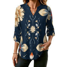 Cargar imagen en el visor de la galería, Stand-up Collar Long-sleeved Shirt Flowers, AI Painting
