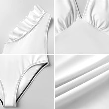 Cargar imagen en el visor de la galería, Traje de baño de una pieza con mangas con volantes para mujer SDS507 personalizado con patrón foto texto (impresión de imagen única)

