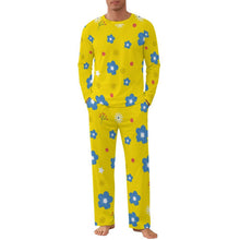 Cargar imagen en el visor de la galería, Shoulder Long Sleeved Pajama Set Yellow, Flower Background
