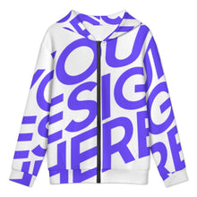 Cargar imagen en el visor de la galería, Sudadera con capucha y cremallera para adolescentes LM516 personalizado con patrón foto texto (impresión de imagen única)
