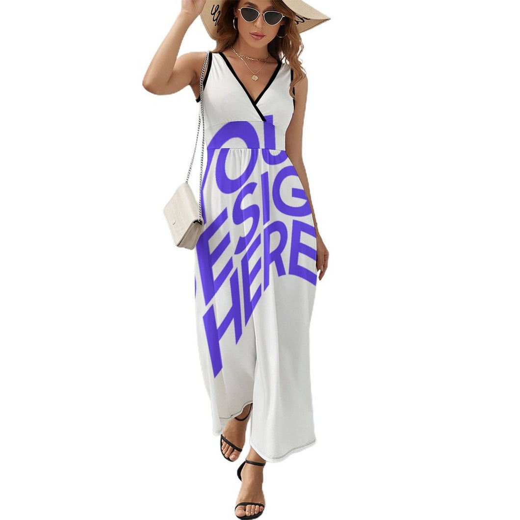 Vestido sin Manga con Cuello en V para Mujer NZ028 Personalizado con Impresión Completa con Foto Logo Patrón Texto (impresión de imagen única)