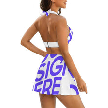 Cargar imagen en el visor de la galería, Conjunto de traje de baño de dos piezas para mujer con minifalda con abertura 308977 Personalizado con impresión completa con Foto Logo Patrón Texto

