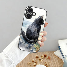 Cargar imagen en el visor de la galería, Mobile Phone Case for Apple IPhone 18 Black Cat, Back, Watercolor, Natural Style IPhone 18
