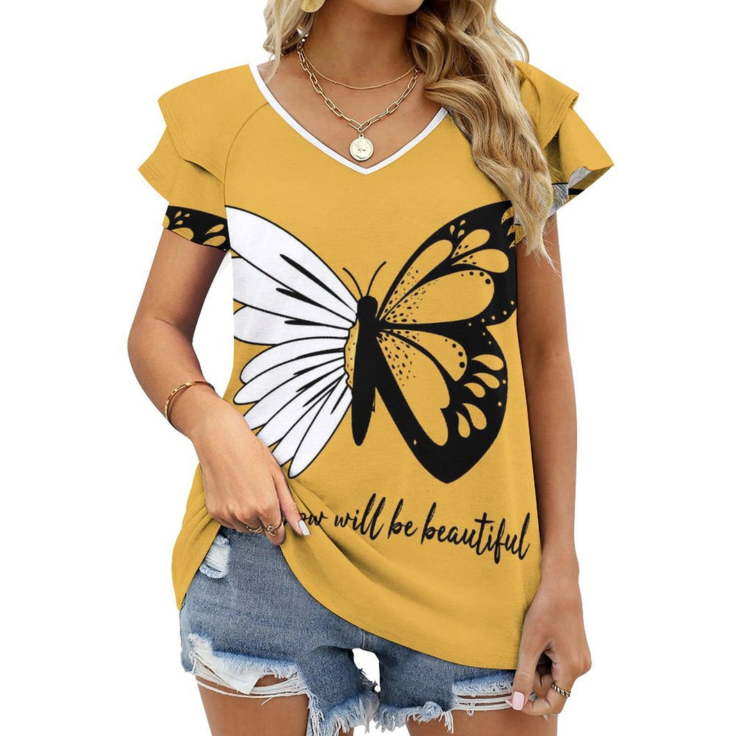Camiseta con Volantes UPF 50+ Personalizable | V-Neck y Diseño