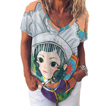 Cargar imagen en el visor de la galería, Camiseta Cuello V Mujer de Seda de Hielo | Personalizable con Foto
