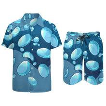 Cargar imagen en el visor de la galería, Conjunto de pijama de satén personalizable para hombre con manga corta y pantalón corto
