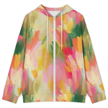 Cargar imagen en el visor de la galería, Sudadera con capucha para mujer con cremallera completa, tejido de aire y personalización gráfica
