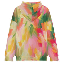 Cargar imagen en el visor de la galería, Sudadera con capucha para mujer con cremallera completa, tejido de aire y personalización gráfica
