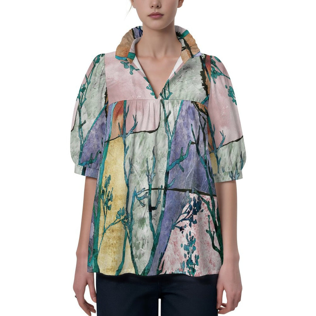 Blusa Cuello V para Mujer Personalizable | Top Manga Corta Elástico