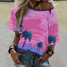 Cargar imagen en el visor de la galería, Camiseta Hombros Caídos Personalizable | Top Cuello Barco Mujer
