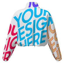 Cargar imagen en el visor de la galería, Chaqueta corta de polar con capucha para mujer MWL476 personalizado con patrón foto texto (impresión de imágenes múltiples)
