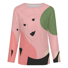 Cargar imagen en el visor de la galería, Round Neck Long Sleeved T-shirt Line Design, Girl
