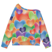 Cargar imagen en el visor de la galería, Off-shoulder Hoodie Color Heart Pattern
