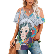 Cargar imagen en el visor de la galería, Camiseta Cuello V Mujer de Seda de Hielo | Personalizable con Foto
