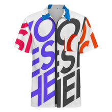 Cargar imagen en el visor de la galería, Camisa de manga corta con cremallera para hombre LM816 personalizado con patrón foto texto (impresión de imágenes múltiples)
