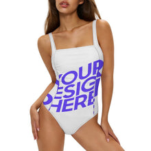 Cargar imagen en el visor de la galería, Traje de baño de una pieza con escote cuadrado para mujer SDS505 personalizado con patrón foto texto (impresión de imagen única)
