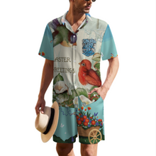 Cargar imagen en el visor de la galería, Conjunto de camisa de manga corta y pantalón corto para hombre B339D1P personalizado con patrón foto texto (impresión de imágenes múltiples)
