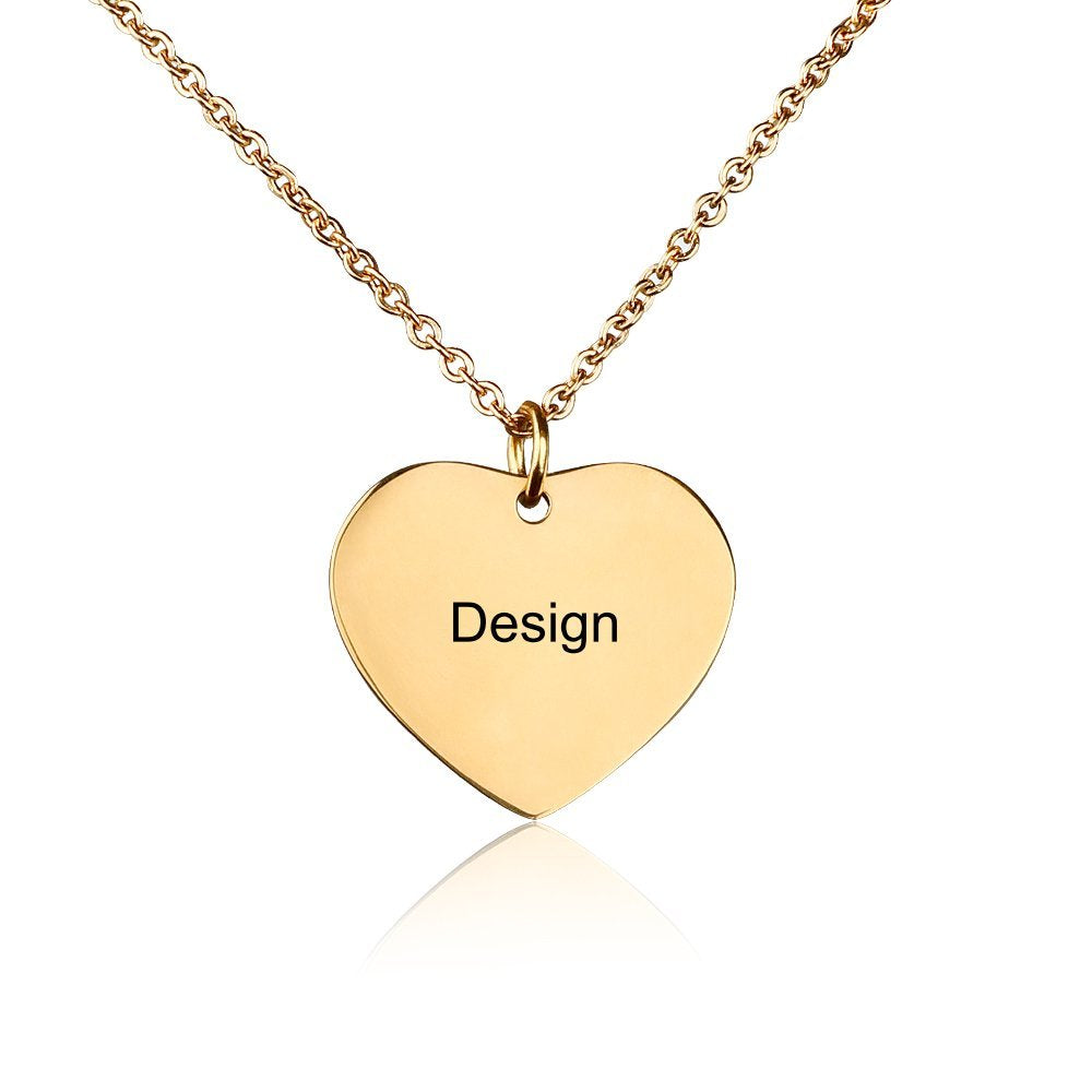 Collar de Corazón de Acero Titanio Chapado en Oro / Oro Rosa para Mujer Hombre SS1401094 Grabado Personalizado con Textos Nombres Letras