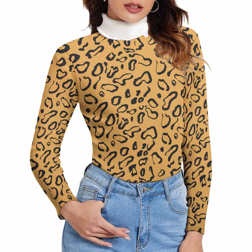 Suéter Jersey ligero elástico de cuello alto para mujer MY08 Personalizado con Impresión Completa de una imagen con Foto Logo Patrón Texto