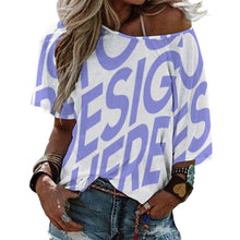 Cargar imagen en el visor de la galería, Camiseta Sexy hombro descubierto manga media para mujer BAT Personalizada con Impresión Completa de una imagen con Foto Logo Patrón Texto

