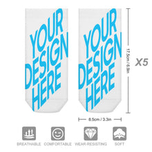 Cargar imagen en el visor de la galería, Calcetines cortos transpirables Calcetines deportivos (5 pares del mismo diseño) para mujer hombre FS0808023 Personalizados con impresión completa con Foto Logo Patrón Texto
