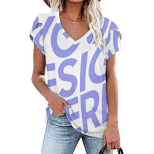 Cargar imagen en el visor de la galería, Camiseta manga corta cuello en V de moda para mujer AHT Personalizada con Impresión Completa de una imagen con Foto Logo Patrón Texto
