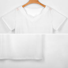 Cargar imagen en el visor de la galería, Camiseta manga corta escote ancho irregular de moda para mujer BBT Personalizada con Impresión Completa de múltiples imágenes con Foto Logo Patrón Texto
