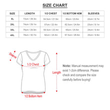 Cargar imagen en el visor de la galería, Camiseta de manga corta con cuello en V talla grande de moda para mujer NZ109 Personalizada con Impresión Completa de una imagen con Foto Logo Patrón Texto
