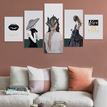 Cargar imagen en el visor de la galería, Póster Cuadro Pintura Imagen Colgante de 5 paneles Diseño de múltiples imágenes (Combinación Vertical) Cuadro de lienzo Pintura de pared de 5 partes GY0903230 Personalizado Personalizada con Foto, Texto o Logo
