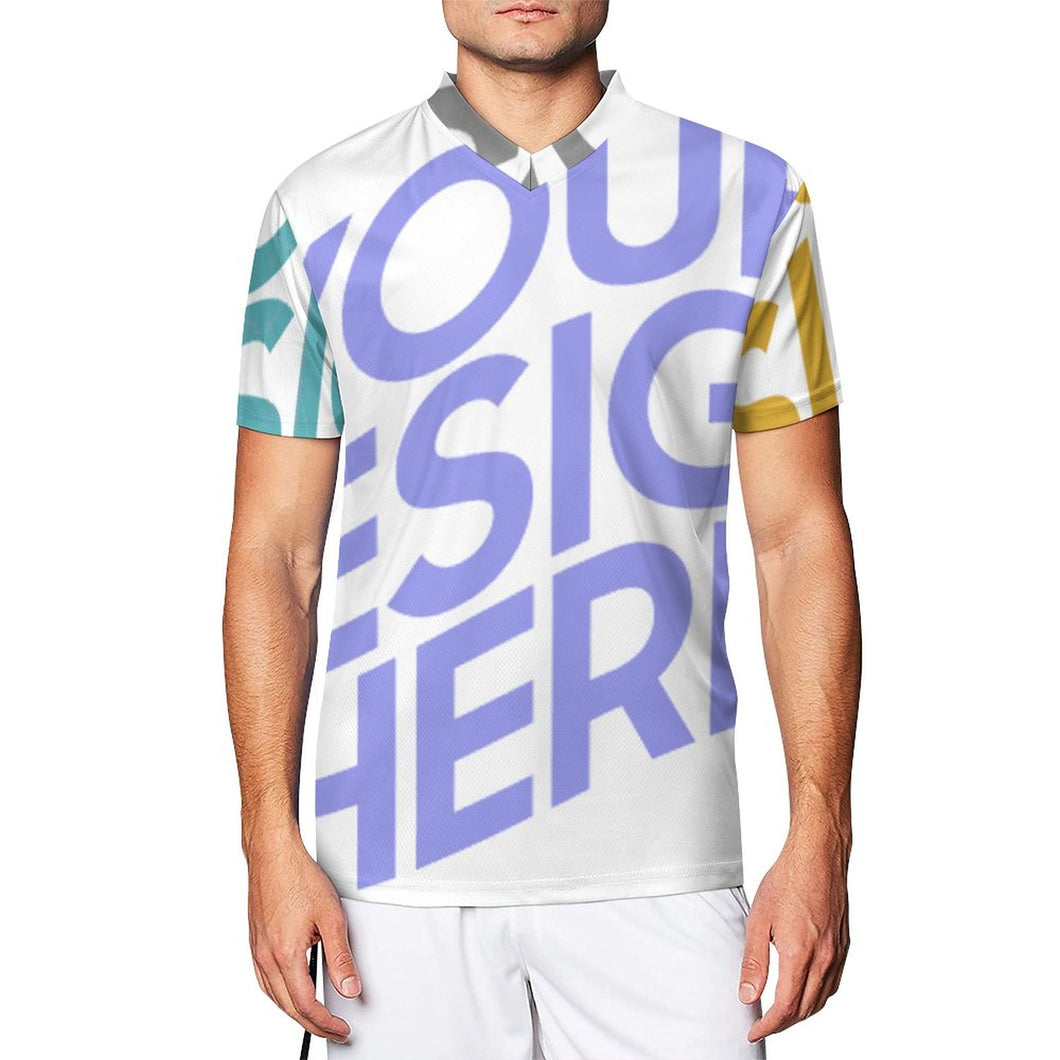 Camiseta Transpirable de Fútbol Manga Corta Cuello en V para Hombre 3Z06 Personalizada con Impresión Completa de Múltiples Imágenes con Foto Logo Patrón Texto