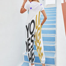 Cargar imagen en el visor de la galería, Mono suelto pantalones casual con tirantes lazo de moda para mujer RP Personalizado con Impresión Completa de múltiples imágenes con Foto Logo Patrón Texto
