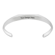 Cargar imagen en el visor de la galería, Brazalete Estrecho Abierto / Pulsera para Hombre en Plata 925 / Cobre S0039 Grabado Personalizado con Texto Nombre
