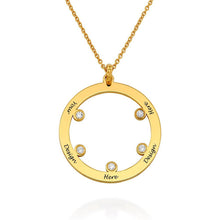 Cargar imagen en el visor de la galería, Collar con Piedras de Nacimiento para Familia de Plata 925 / Cobre para Mujer X0081 Grabado Personalizado con Texto Nombre
