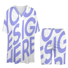 Cargar imagen en el visor de la galería, Camisa / Blusa / Camisola Conjunto de dos piezas manga de murciélago escote en V para mujer OTZ Personalizada con Impresión Completa de una imagen con Foto Logo Patrón Texto
