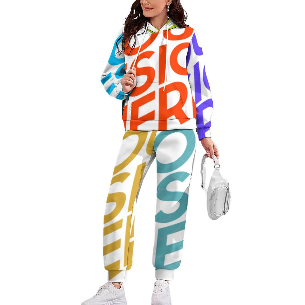 Conjunto de sudadera con capucha casual para mujer 4T03 Personalizado con Impresión Completa de múltiples imágenes con Foto Logo Patrón Texto