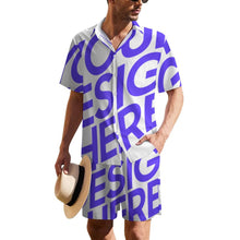 Cargar imagen en el visor de la galería, Conjunto de camisa de manga corta y pantalón corto para hombre B339D1P personalizado con patrón foto texto (impresión de imagen única)
