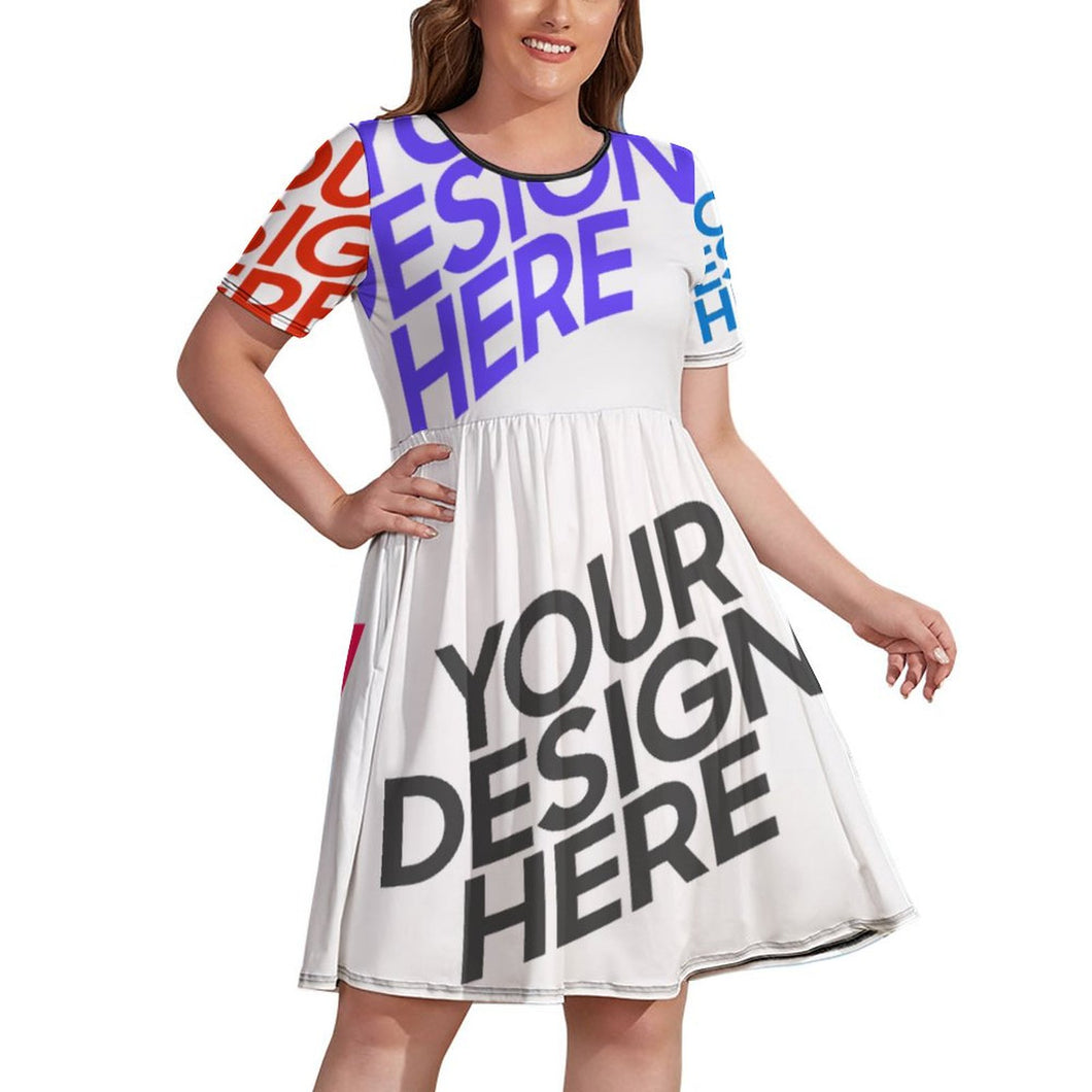 Vestido camisero de talla grande para mujer NZ034 personalizado con patrón foto texto (impresión de imágenes múltiples)