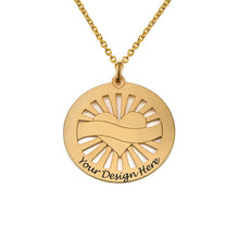 Cargar imagen en el visor de la galería, Collar Grabado de Colgante Redondo Corazón para Mujer X0082 Personalizado con Texto Nombre en Plata de Ley 925 / Cobre Bañado Oro Rosa
