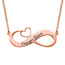 Cargar imagen en el visor de la galería, Collar con Símbolo de Infinito y Corazón de Plata / Cobre para Mujer X0077 Grabado Personalizado con Texto Nombre
