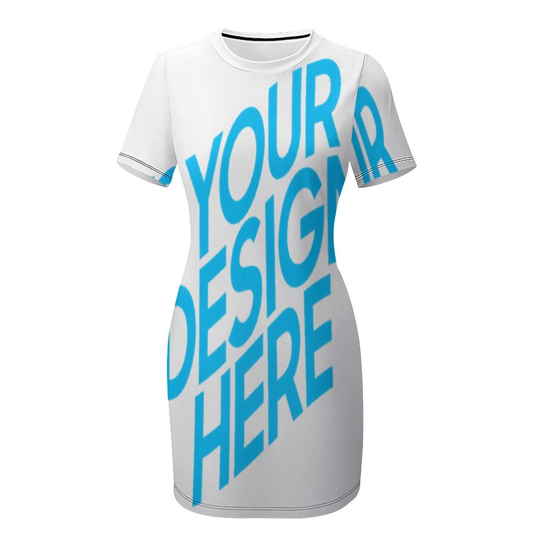 Vestido de Verano Deportivo de Manga Corta para Mujer NZ003 Personalizado con Impresión Completa de una imagen con Foto Logo Patrón Texto