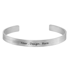 Cargar imagen en el visor de la galería, Brazalete / Pulsera abierta de plata de ley 925 chapado en oro / oro rosa de 18K para mujer hombre S0009 Personalizado Grabado con Texto Nombre
