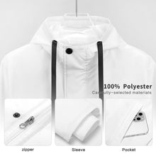 Cargar imagen en el visor de la galería, Chaqueta Cortaviento largo con capucha para hombre FS0818007 Personalizado con impresión completa de una imagen con Foto Logo Patrón Texto

