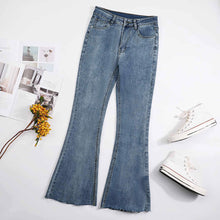 Cargar imagen en el visor de la galería, Pantalones vaqueros/ Jeans acampanados elásticos MC603 personalizados con foto, texto o logo (múltiples imágenes opcionales)
